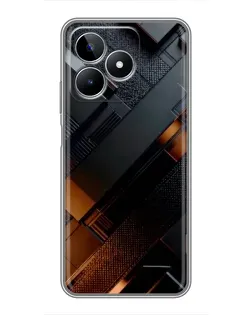 Чохол для Realme C53 з картинкою «Чорні геометричні блоки»