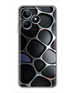 Чохол для Realme C53 з картинкою «Об'ємна темна решітка»