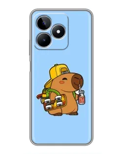 Чехол для Realme C53 с картинкой «Капибара на скейте»