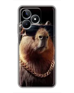 Чехол для Realme C53 с картинкой «Капибара золотая цепь»