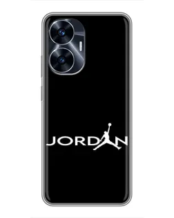 Чехол для Realme C55 с картинкой «Jordan White Logo»