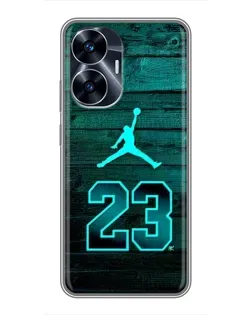 Чехол для Realme C55 с картинкой «Jordan Cyan 23»