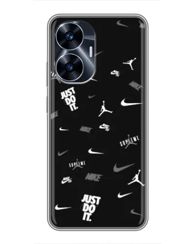 Чехол для Realme C55 с картинкой «Nike Black Pattern»