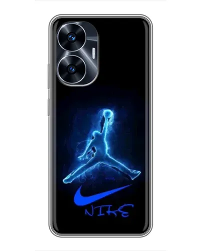 Чехол для Realme C55 с картинкой «Jordan Neon Blue»