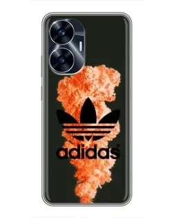 Чехол для Realme C55 с картинкой «Оранжевый дым Adidas»