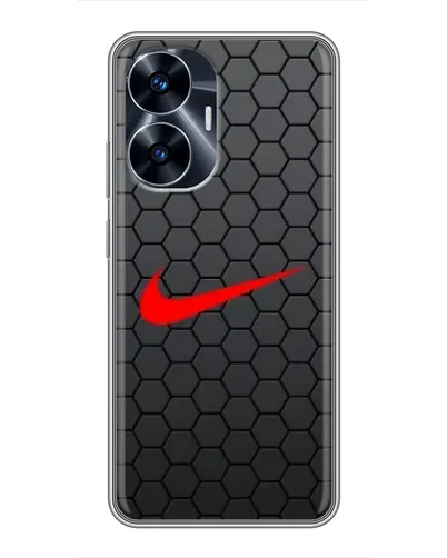 Чехол для Realme C55 с картинкой «Nike — карбоновая сетка»