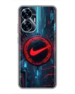 Чехол для Realme C55 с картинкой «Техногенный стиль Nike»