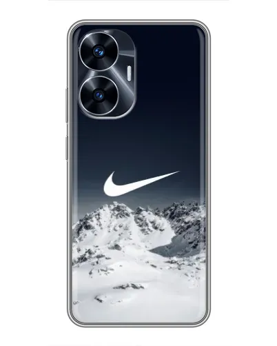 Чехол для Realme C55 с картинкой «Nike — зимние горы»