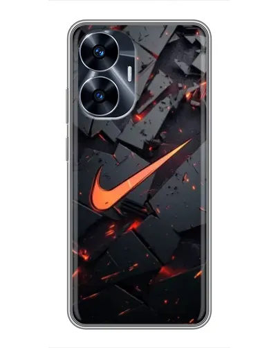 Чехол для Realme C55 с картинкой «Nike — эффект разломов»