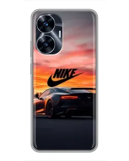 Чехол для Realme C55 с картинкой «Nike и суперкар»