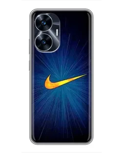 Чехол для Realme C55 с картинкой «Синий пульс Nike»