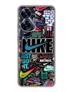 Чехол для Realme C55 с картинкой «Яркий коллаж Nike»