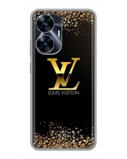 Чехол для Realme C55 с картинкой «LV — золотые искры»