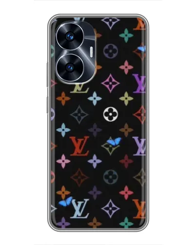 Чехол для Realme C55 с картинкой «Цветная монограмма LV»