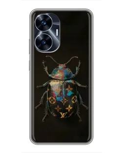 Чехол для Realme C55 с картинкой «LV — мраморный принт»