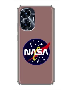 Чехол для Realme C55 с картинкой «NASA — ретро космос»