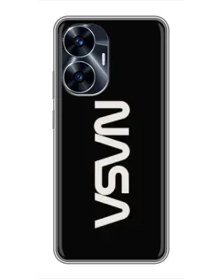 Чехол для Realme C55 с картинкой «NASA — вертикальный логотип»