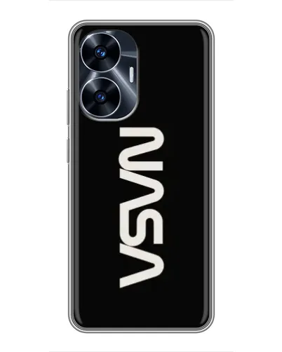 Чехол для Realme C55 с картинкой «NASA — вертикальный логотип»