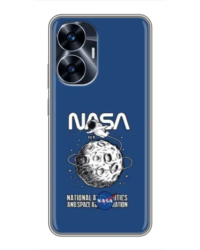 Чехол для Realme C55 с картинкой «NASA — лунная миссия»