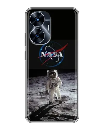 Чехол для Realme C55 с картинкой «Астронавт на Луне»