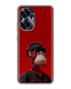 Чехол для Realme C55 с картинкой «Bored Ape в красном»