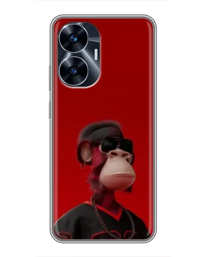 Чехол для Realme C55 с картинкой «Bored Ape в красном»