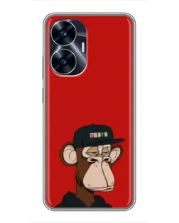 Чехол для Realme C55 с картинкой «Bored Ape — красный фон»