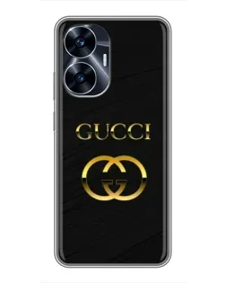 Чехол для Realme C55 с картинкой «Золотой логотип Gucci»