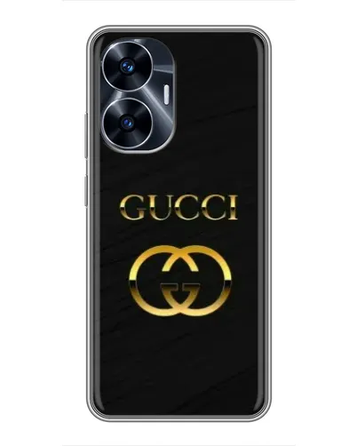 Чехол для Realme C55 с картинкой «Золотой логотип Gucci»