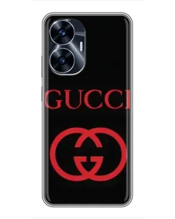 Чехол для Realme C55 с картинкой «Gucci — красный логотип»