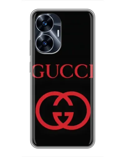 Чехол для Realme C55 с картинкой «Gucci — красный логотип»