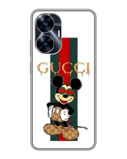 Чехол для Realme C55 с картинкой «Микки Маус Gucci — полосы»