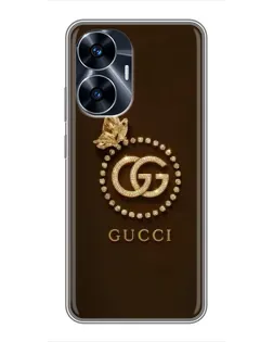 Чехол для Realme C55 с картинкой «Gucci — золотая бабочка»