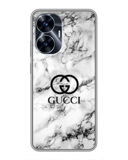 Чехол для Realme C55 с картинкой «Gucci — мраморный шик»
