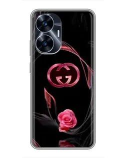 Чехол для Realme C55 с картинкой «Gucci — неоновая роза»