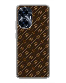 Чехол для Realme C55 с картинкой «Gucci — золотые диагонали»