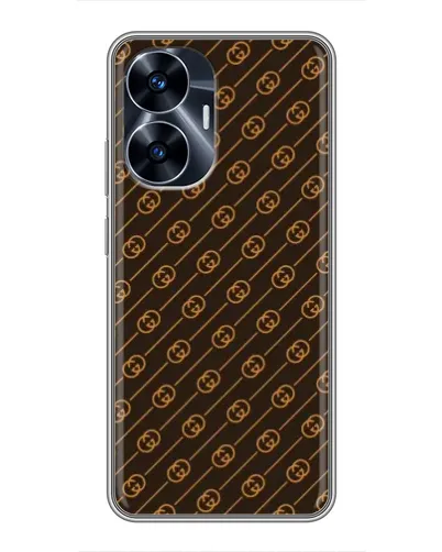 Чехол для Realme C55 с картинкой «Gucci — золотые диагонали»