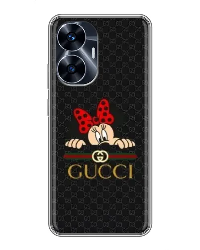 Чехол для Realme C55 с картинкой «Минни Маус Gucci — черный»