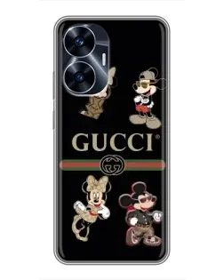 Чехол для Realme C55 с картинкой «Gucci — герои Disney и монограмма» Чехол для Realme C55 с картинкой «Gucci — герои Disney и монограмма»