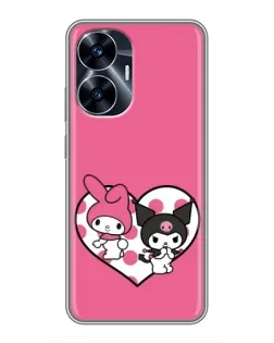 Чехол для Realme C55 с картинкой «Kuromi и My Melody»