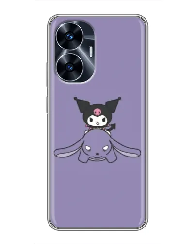 Чехол для Realme C55 с картинкой «Kuromi на лиловом фоне»