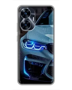 Чохол для Realme C55 з картинкою «Погляд BMW з синіми фарами»