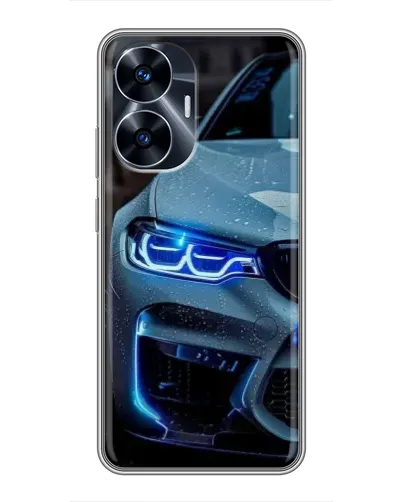 Чехол для Realme C55 с картинкой «Взгляд BMW с синими фарами»