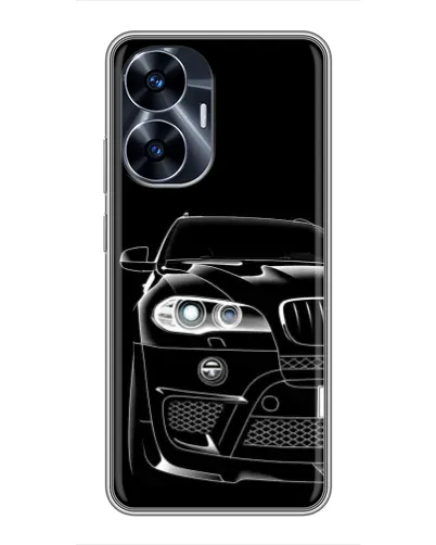 Чехол для Realme C55 с картинкой «Темный силуэт BMW»
