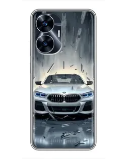 Чехол для Realme C55 с картинкой «BMW в свете фар»