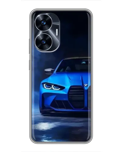 Чехол для Realme C55 с картинкой «Голубая BMW M4»