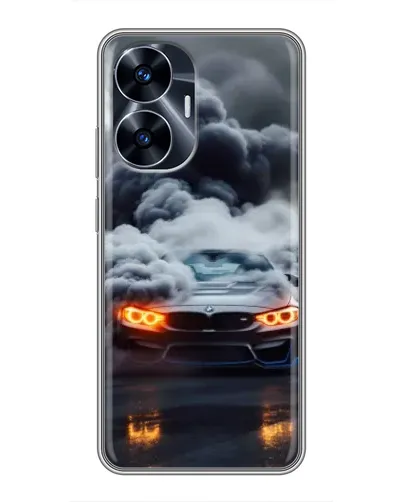 Чехол для Realme C55 с картинкой «BMW в дыму»