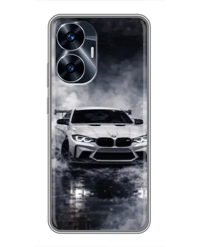 Чехол для Realme C55 с картинкой «BMW сквозь туман»