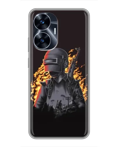 Чехол для Realme C55 с картинкой «PUBG — огненный силуэт» Чехол для Realme C55 с картинкой «PUBG — огненный силуэт»
