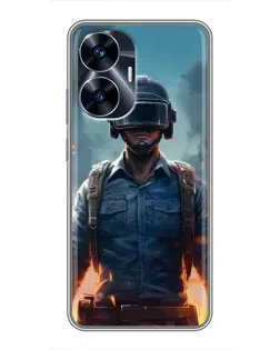 Чехол для Realme C55 с картинкой «PUBG — реалистичный герой»
